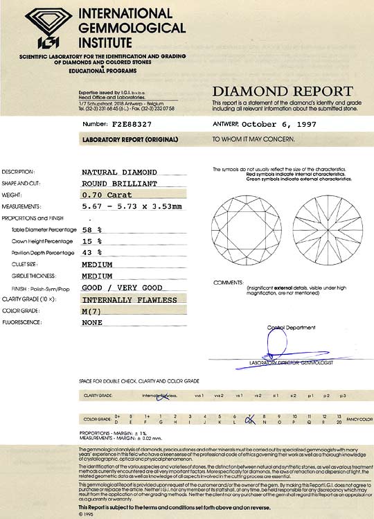 Foto 9 - Diamant 0,70Carat Brillant Lupenrein Cape IGI Expertise, D6428
