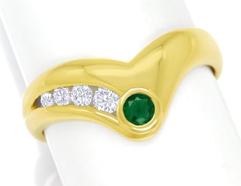 Foto 1 - Designer-Gold-Diamantring 0,19ct Brillanten Top Smaragd, Q1443