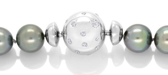 Foto 2 - Feinste  15mm Tahiti Perlenkette Diamantschloss Schmuck, S4727