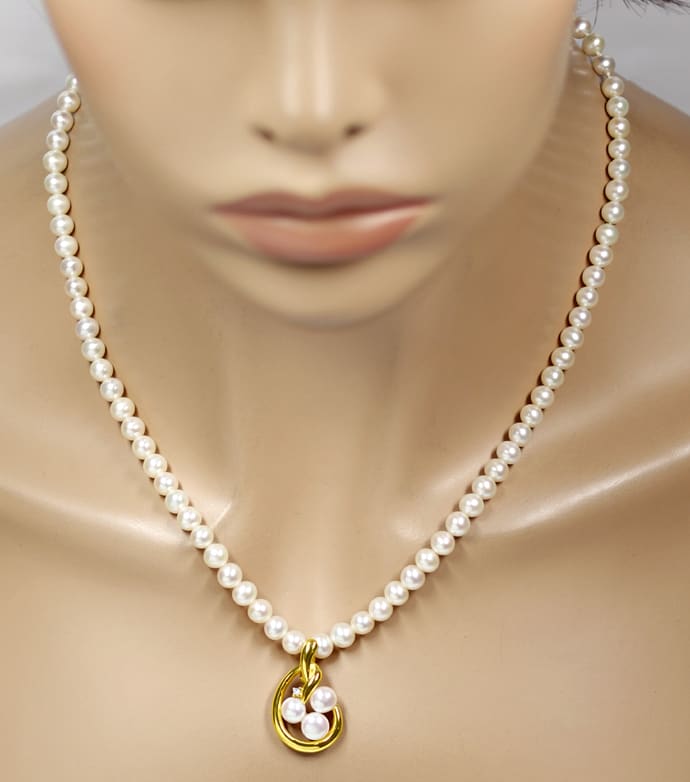 Foto 5 - Clipanhänger Diamanten Gelbgold an Perlenkette, S5814