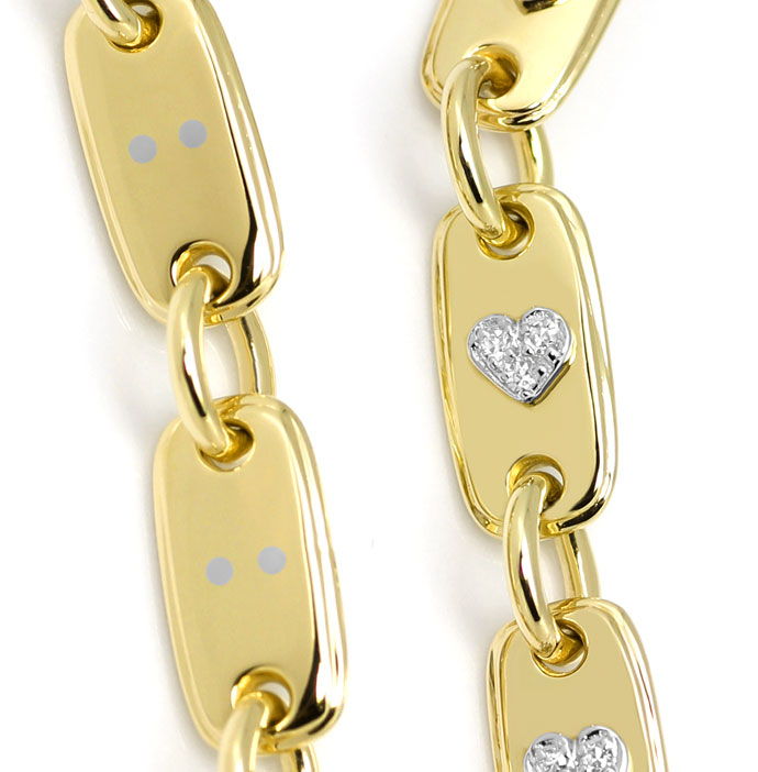 Foto 2 - Massives Plättchen Armband mit Diamant-Weißgold Herzen, S9060