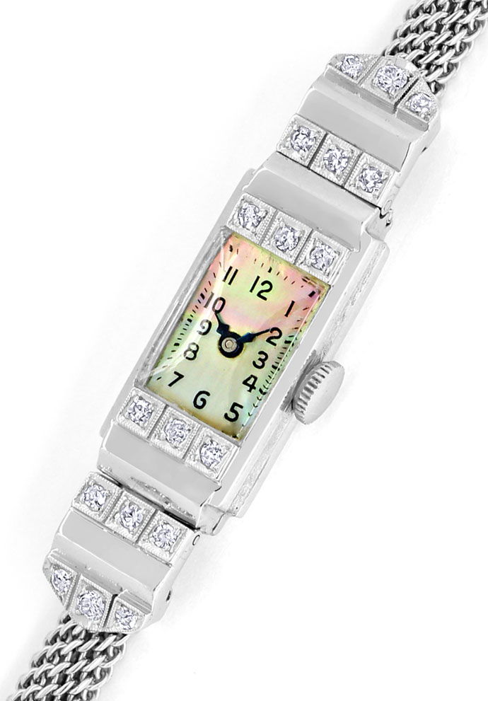 Foto 2 - Antike Damen Uhr Perlmutt Diamanten Platin und Weißgold, U2507